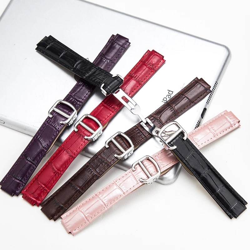 Ремешок для наручных часов из натуральной кожи браслет с пряжкой золотистого