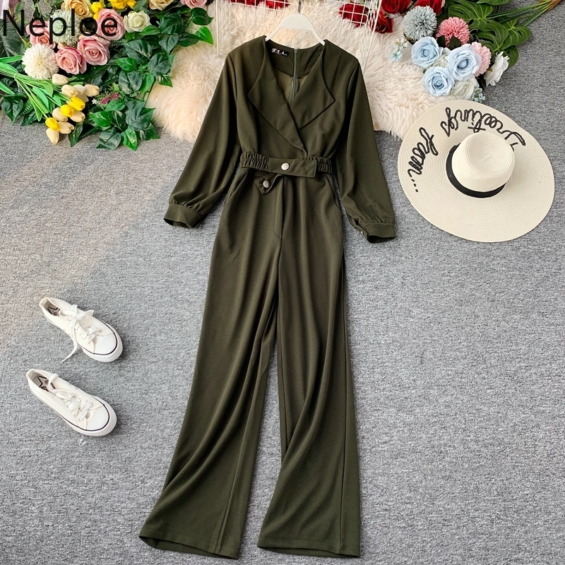 Женские однотонные комбинезоны с высокой талией весна 2020 боди длинным рукавом и