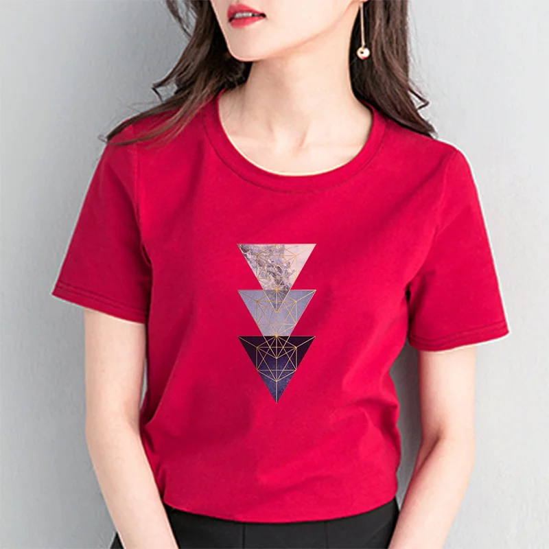 

New Cotton Women's White Print T-shirt O-neck Short Sleeve Female Casual T-shirts 2021 Summer Office Ladies Fashion Clothing