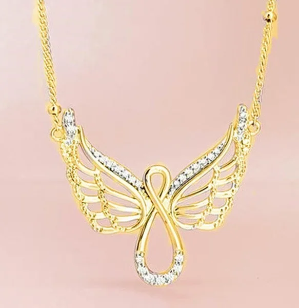 

New 2021 Angel Wing Shape Women Necklace Romantic Anniversary Girl Gift Delicate Female Pendent Necklace Jewelry dropshopping