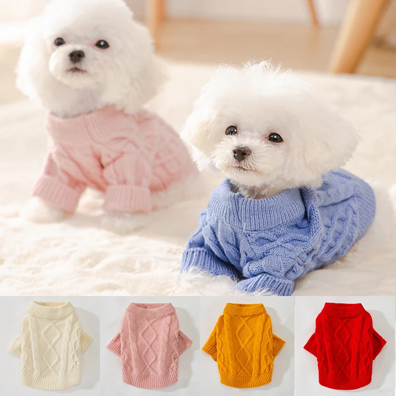 

Dog Twist Knit Pullover Small and Medium Dog Pet Clothes Puppy Paws Long Sleeve Top Cat Paws Long Sleeve Top Winter Clothes