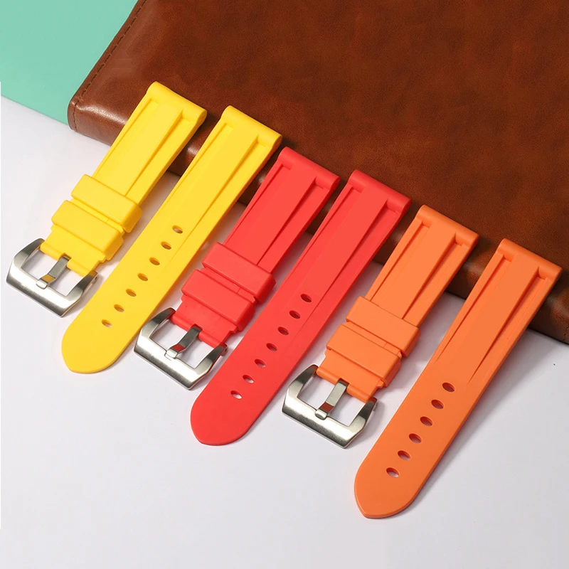 Ремешок силиконовый для часов сменный мягкий браслет Panerai черный зеленый серый 20