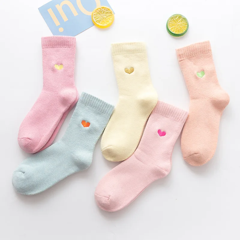 

Clearance Sale Winter Women's Socks Heart Print Warmer Thicken Long Socks for Woman Japanese Kawaii Cute Homewear Sleeping Socks