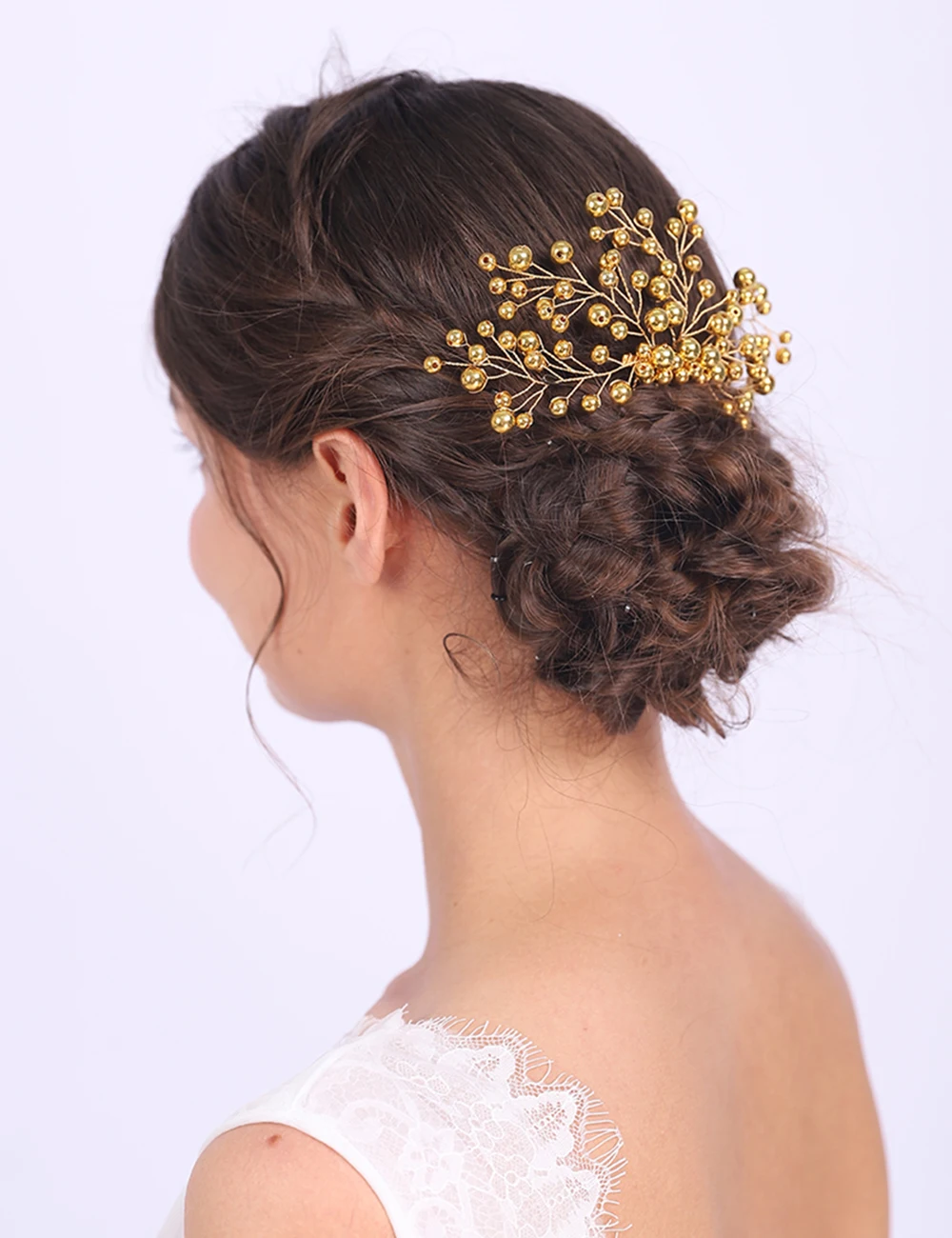 Золотая Бриллиантовая расческа для волос китайские свадебные аксессуары