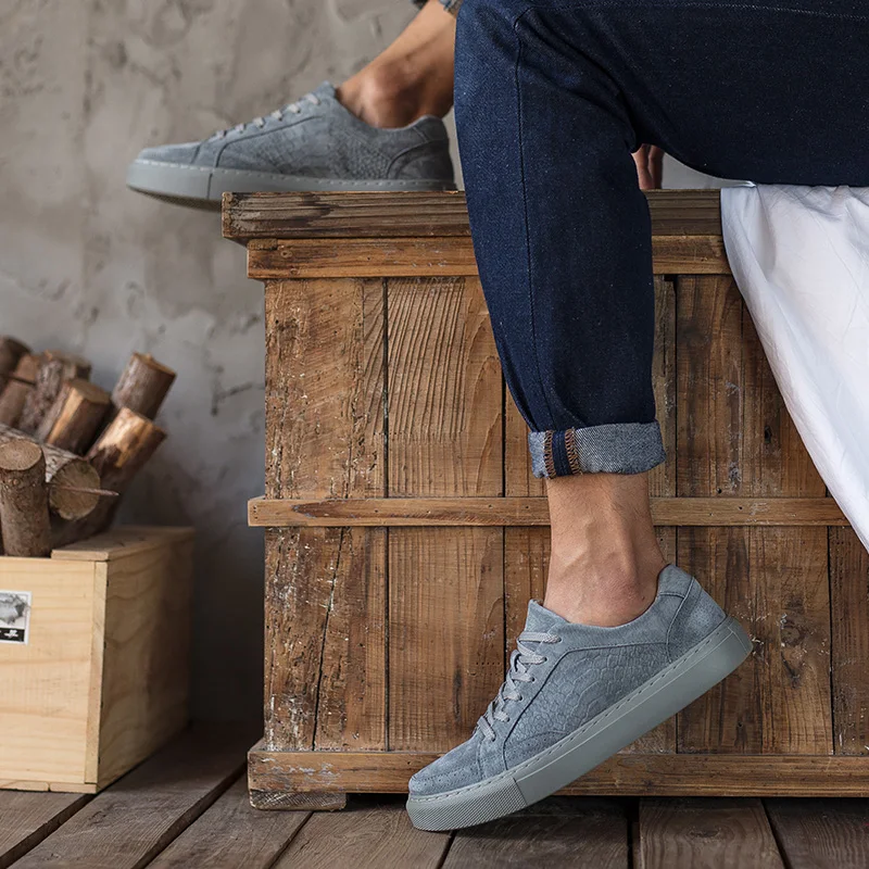 Кроссовки мужские из натуральной кожи на шнуровке Повседневная дышащая Уличная