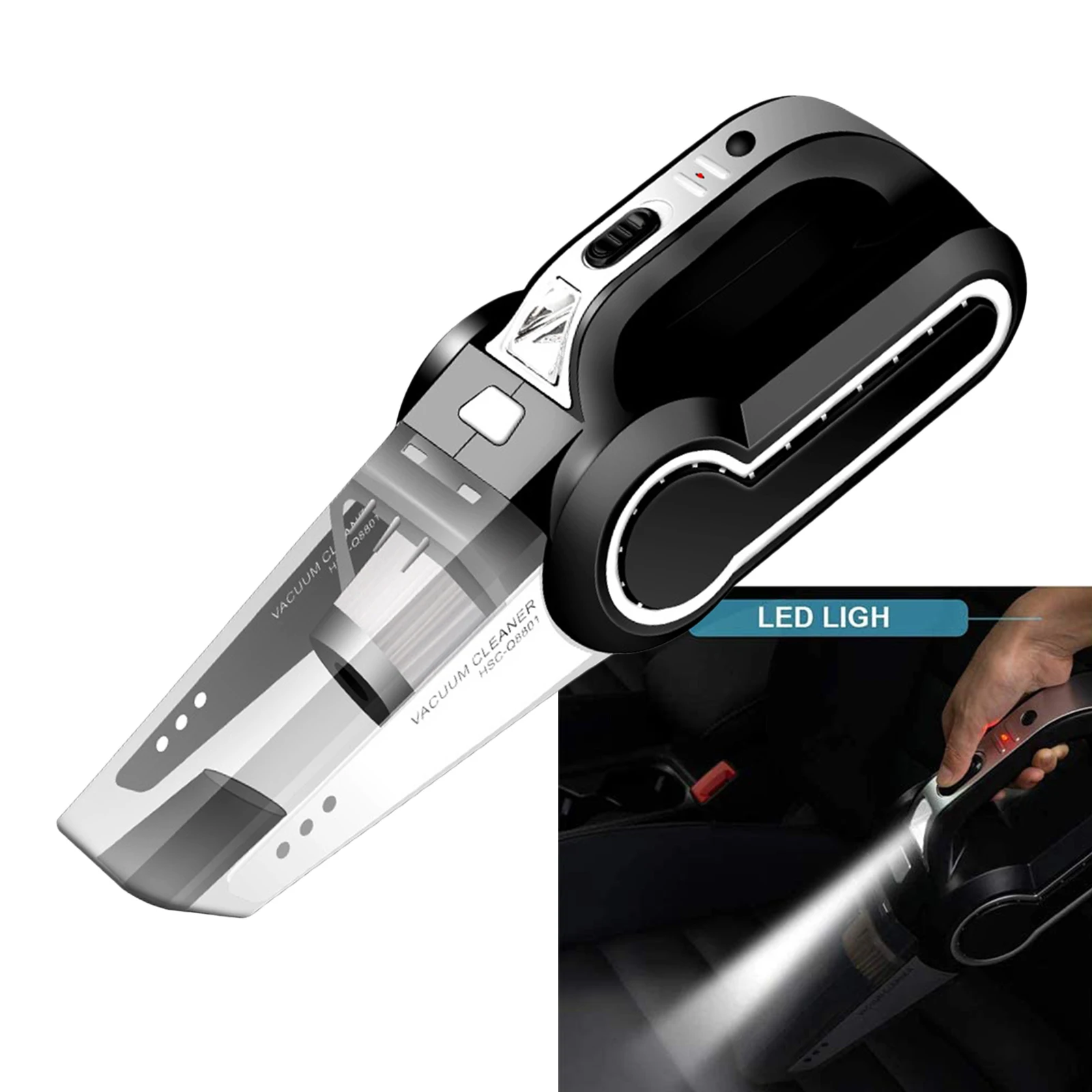 

Handheld Car Vacuum Cleaner Wet Dry Vacuum 12v Suction LED Light