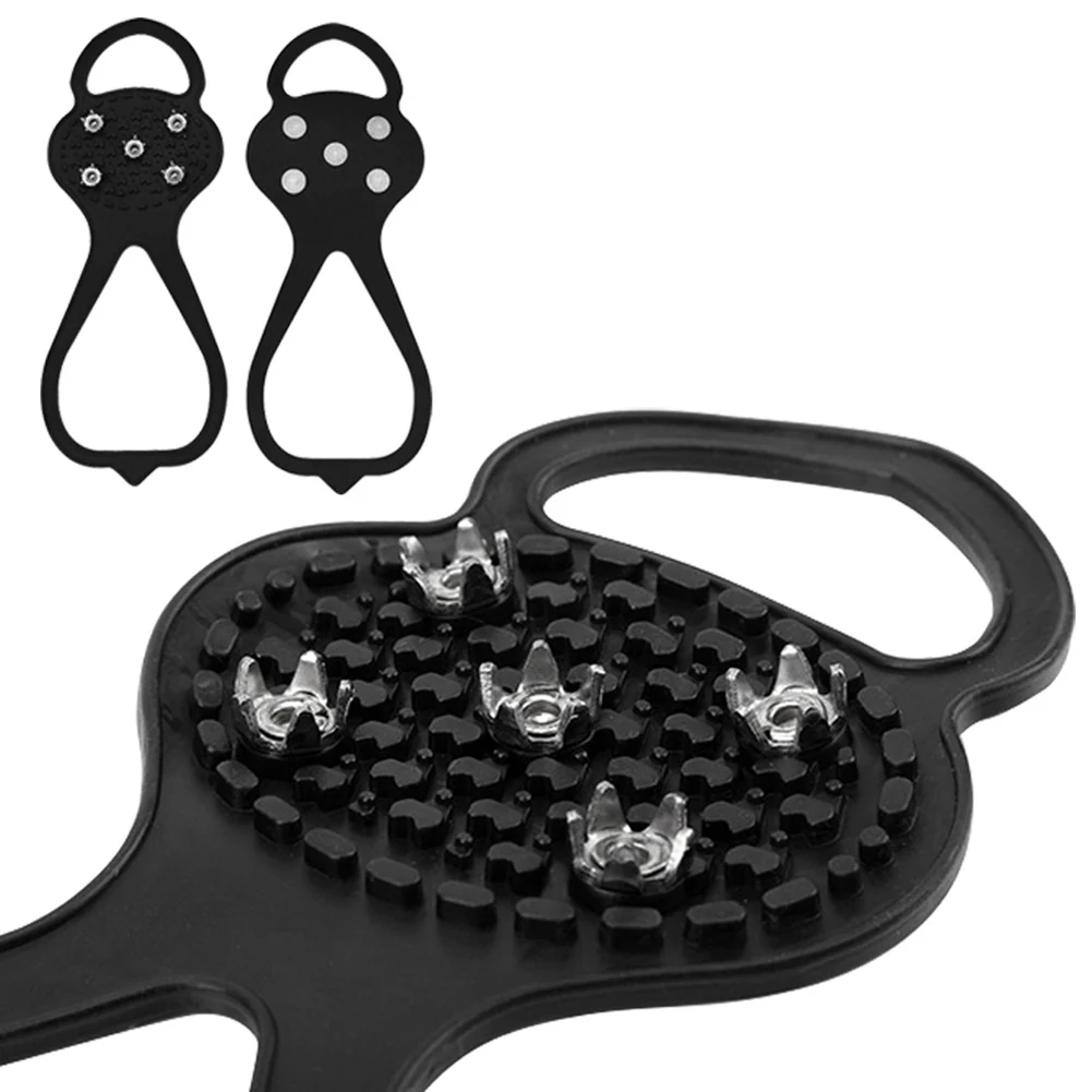 

5-tooth Anti-skid Shoe Spikes Crampon Anti-ice On Shoes Snow Hiking Anti Slip Camping Walking Grip Climbing Ice