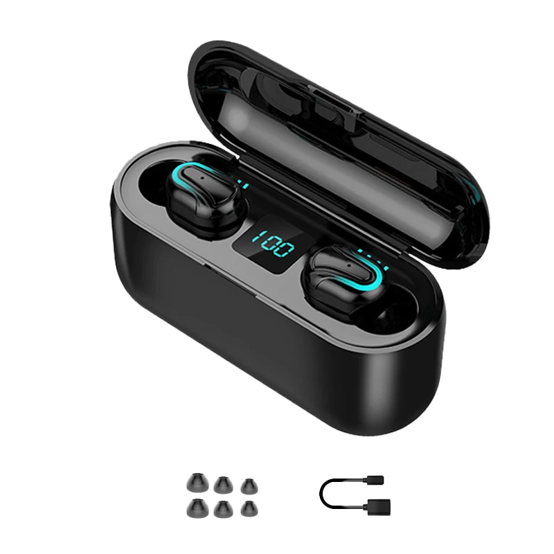 TWS 5,0 Bluetooth наушники 3D стерео беспроводные наушники HIFI Звук спортивные наушники игра не задерживается беспроводные наушники - Цвет: black