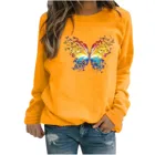 Толстовка Женская зимняя, с принтом в виде бабочек, с длинным рукавом, в елочку, A30, размера плюс