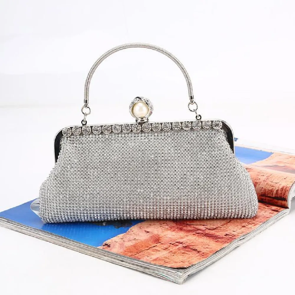 

Diamond dinner bag new style pure handmade diamond-inlaid hand arm banquet evening bag fashion trend exquisite cross-body bag
