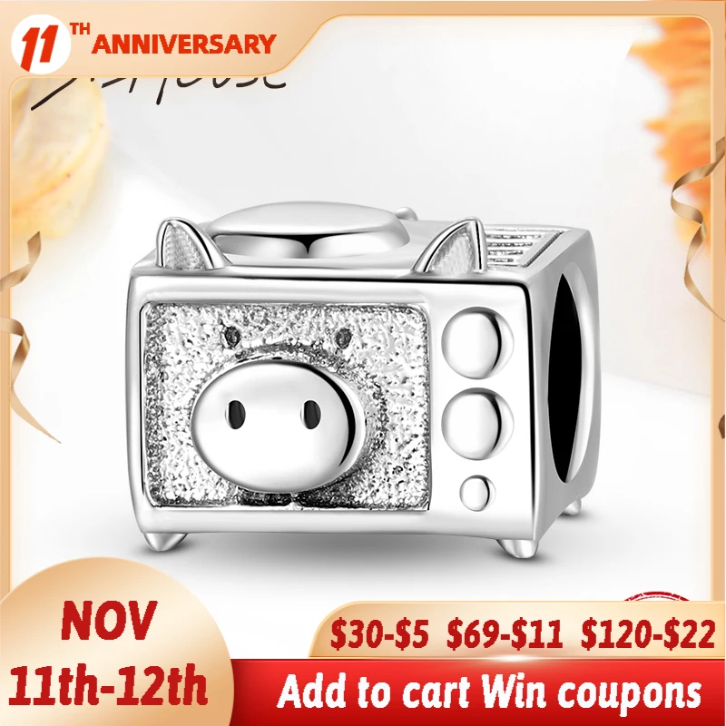 

Square Pig oven Authentic 925 Sterling Silver Charms for Bracelet making Beads for Bracelet Making Original Designer Women
