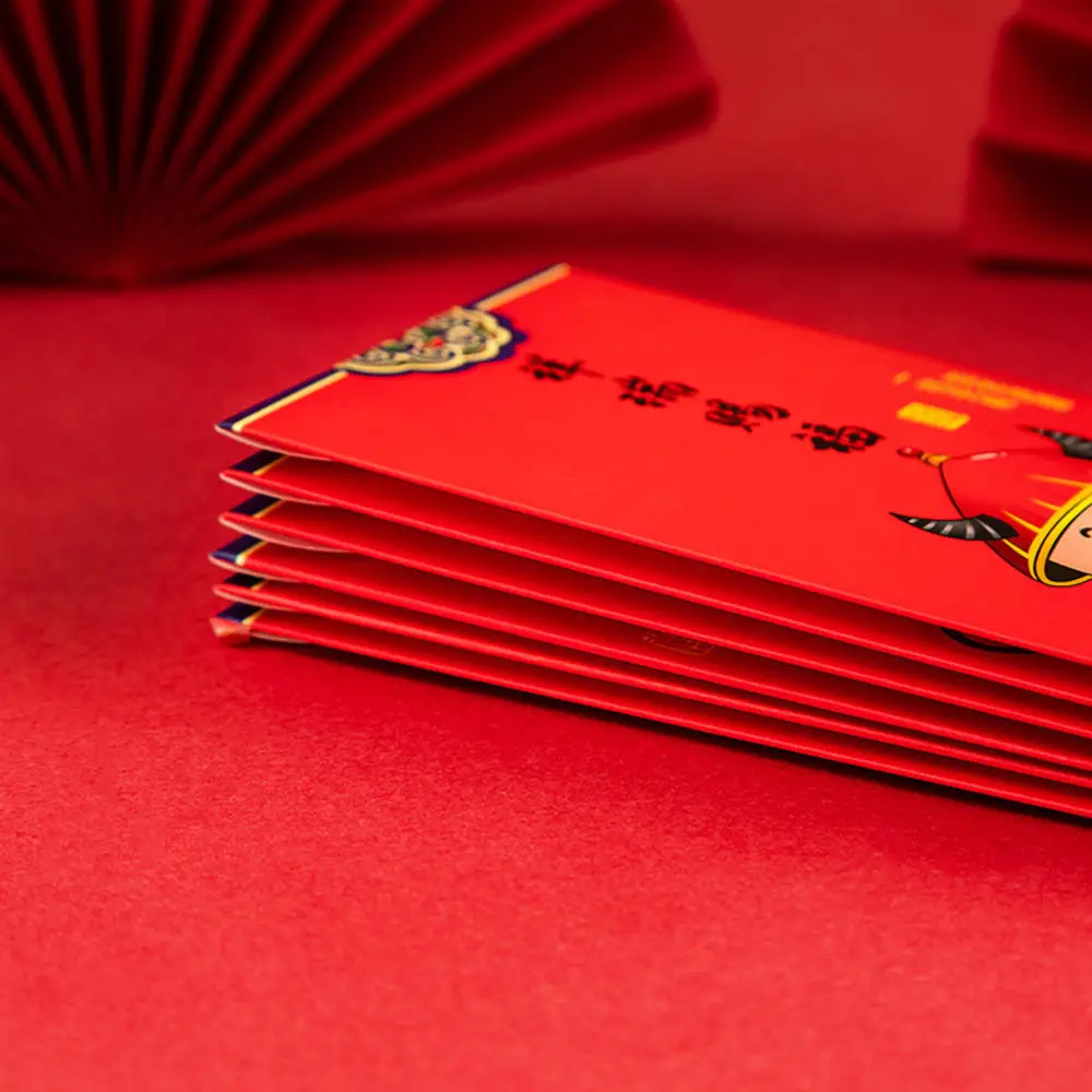 

6Pcs 2021 Year of the Ox Chinese New Year Red Envelope Cartoon Personality New Year's Eve Wallet Red Envelope Bag