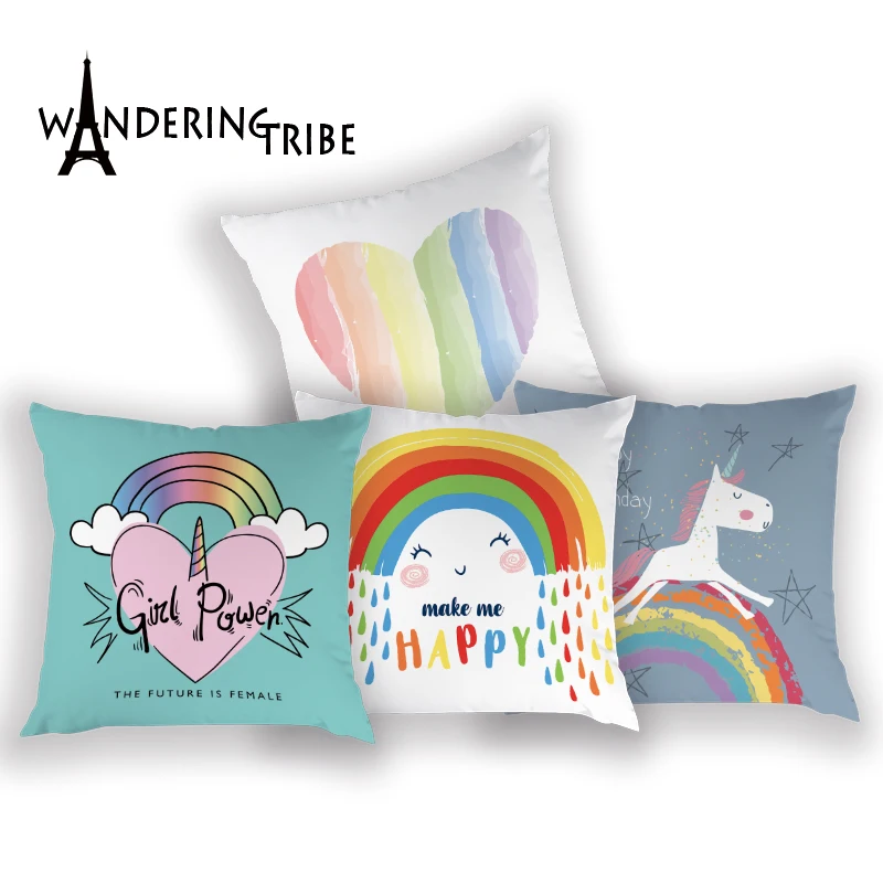Скандинавская Подушка Радужная подушечка наволочки единорога подушка для стула