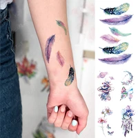 waterproof temporary tattoo sticker kids arm feather moon butterfly flower color water transfer tatto wrist ankle tatto women