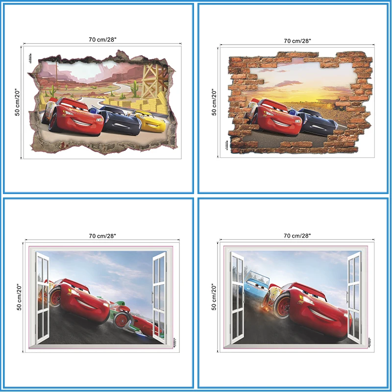 Disney cars lightning McQueen 13 стильных 3D наклеек на стену для детей мальчиков комнаты