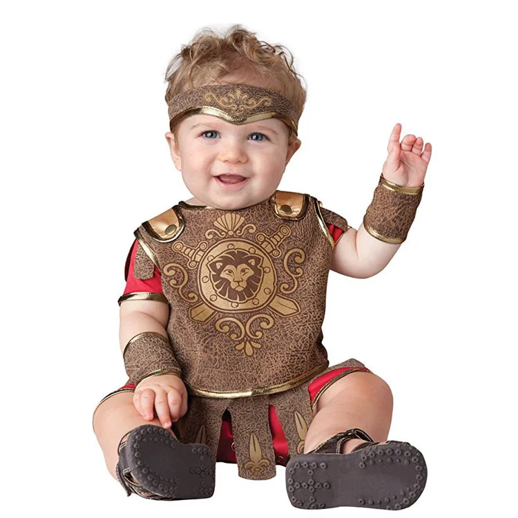

0-3Years Old Baby Cartoon Gladiator Rompers Kids Birthday Anniversary Party Role Play Dress Up Outfit Halloween Cosplay Costume