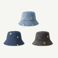 everyday cotton style bucket hat unisex trendy bob outdoor smile embroidery summer hats for women beach caps fishermans hat cap