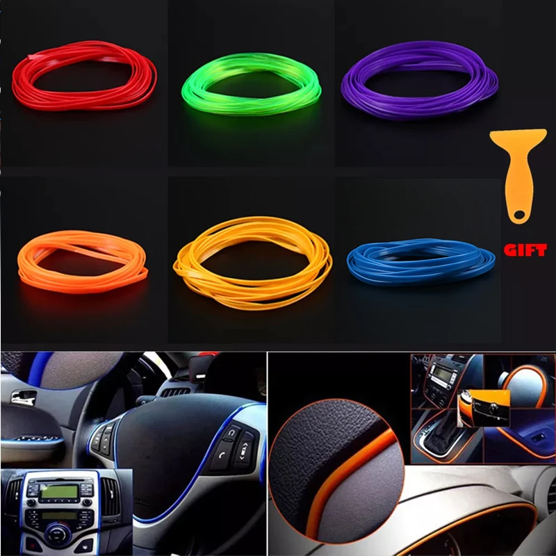 Rhyming 5M Car-styling Trim Strip Car Interior Decorative Moulding Line Flexible Door  Auto Accessories Interior Parts