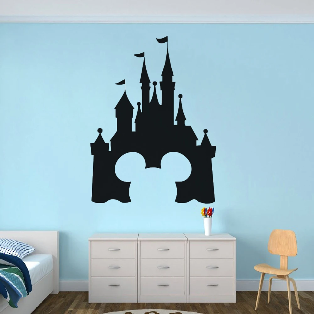 Disney Микки Маус замок виниловая настенная наклейка для мальчиков Декор комнаты