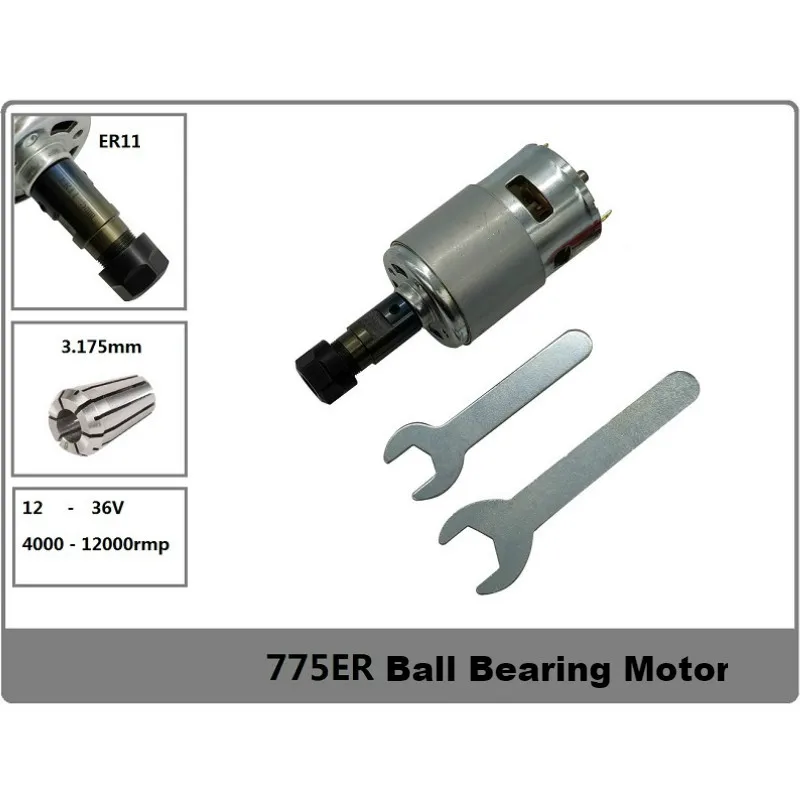 GKTOOLS 12-36V 4000-12000 RPM Шарикоподшипниковый шпиндель 775 двигатель постоянного тока с