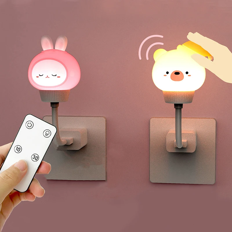 

Cute Cartoon Children USB Night Lamp LED Night Light For Kids Baby Bedroom Decor Remote Control Animal Bedside Mini Night Light