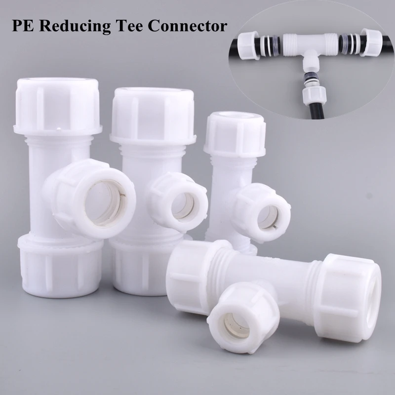 

1pc 20-40mm PE Reducing Tee Connector Agricultural Irrigation System Water Pipe Quick 3-Way Joint Garden Watering Tube Fittings