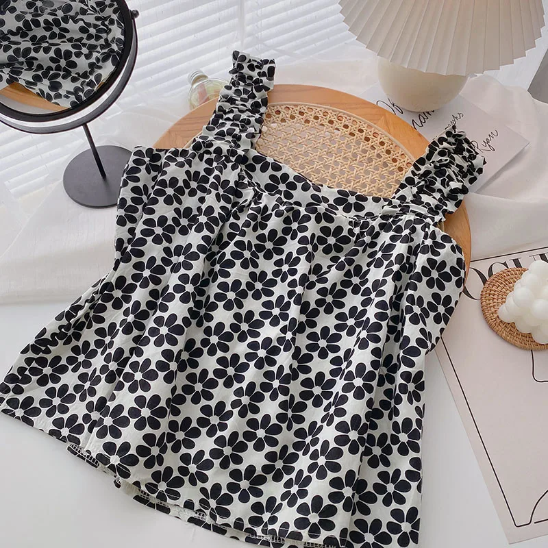 

Sexy crop tops tanke tops women floral tops for women printing sleeveless camisole off shoulder 2021 summer omighty hot