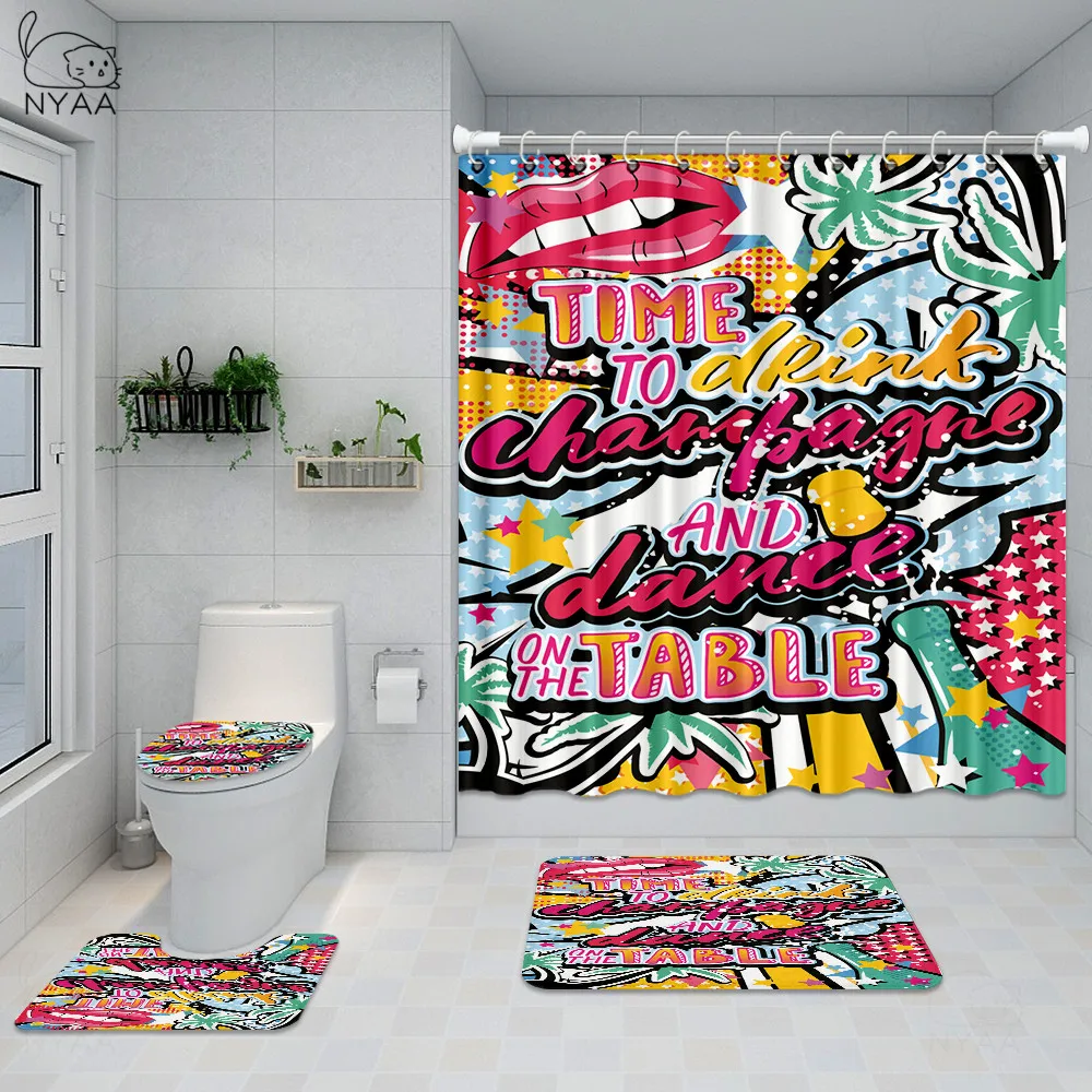 

New Arrival Comic Popular Art Waterproof Shower Curtain Set High Defintion Print Non-Slip Bathroom Mat Rugs Extra Long For Boy