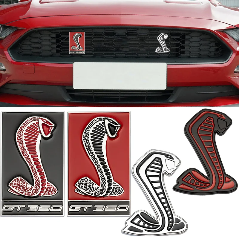 Металлические 3d-наклейки для Ford Mustang Snake Cobra Viper GT350 передняя крышка гриля эмблема
