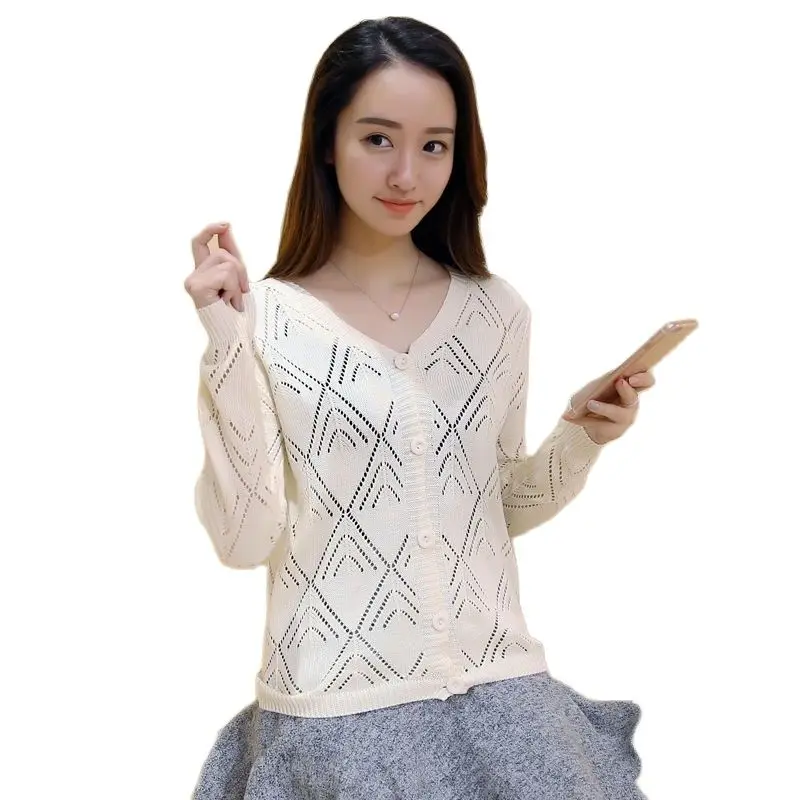 Летний вязаный свитер кардиган верхняя одежда для весны и осени солнцезащитный