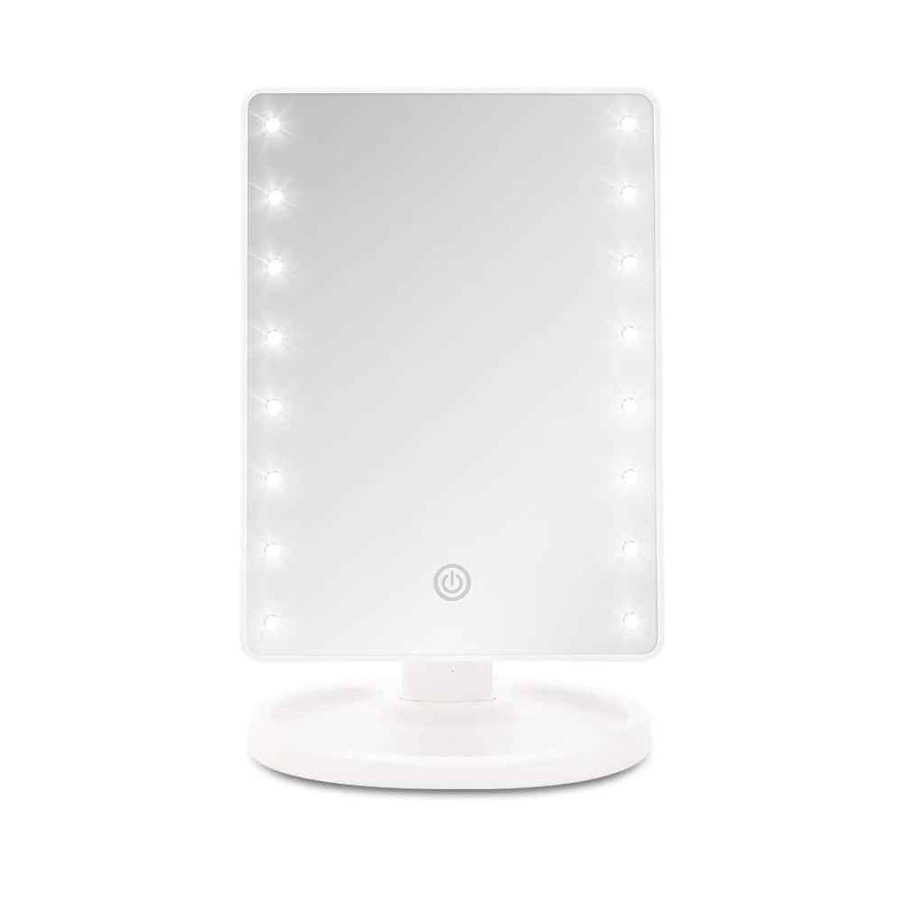 16led White mirror 16/22 светодиодный сенсорный экран зеркало для макияжа 1X 10X настольная столешница яркая Регулируемая USB кабель или батареи инструменты для использования - Цвет: 16led White mirror