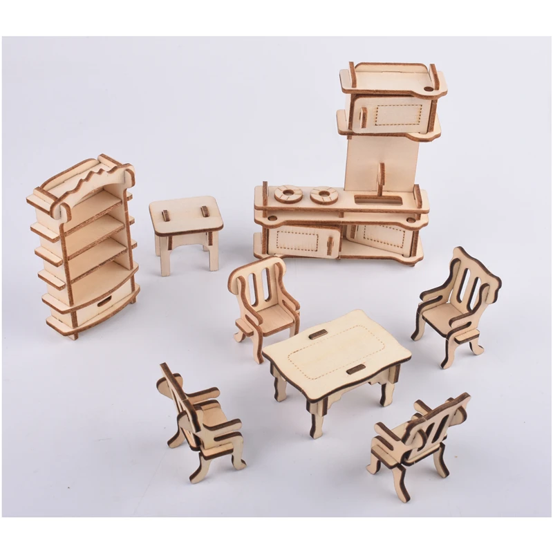 184 шт миниатюрный кукольный домик мебель для кукол мини 3D деревянная головоломка