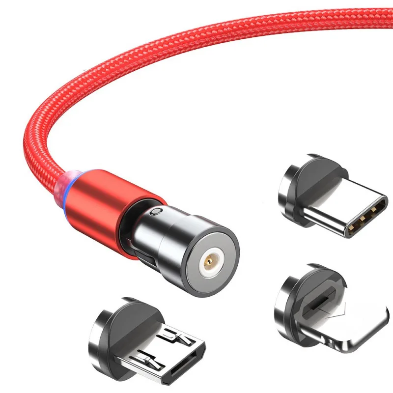 Câble magnétique 3A USB Micro et Type C de 2m  Charge rapide  cordon de chargeur aimanté pour