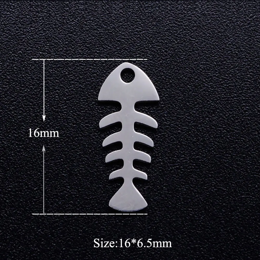 

5pcs/lot Fish Bone Stainless Steel DIY Charms Wholesale Never Tarnish Factory Sale DIY Pendants for Necklace Making