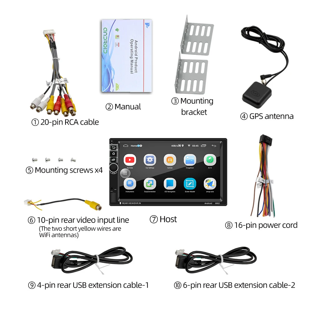 

2 Din Android 10.0 Car Radio Multimedia Video Player 7 inch Bluetooth GPS Navigation USB AUX Input Auto Stereo Head Unit In Dash