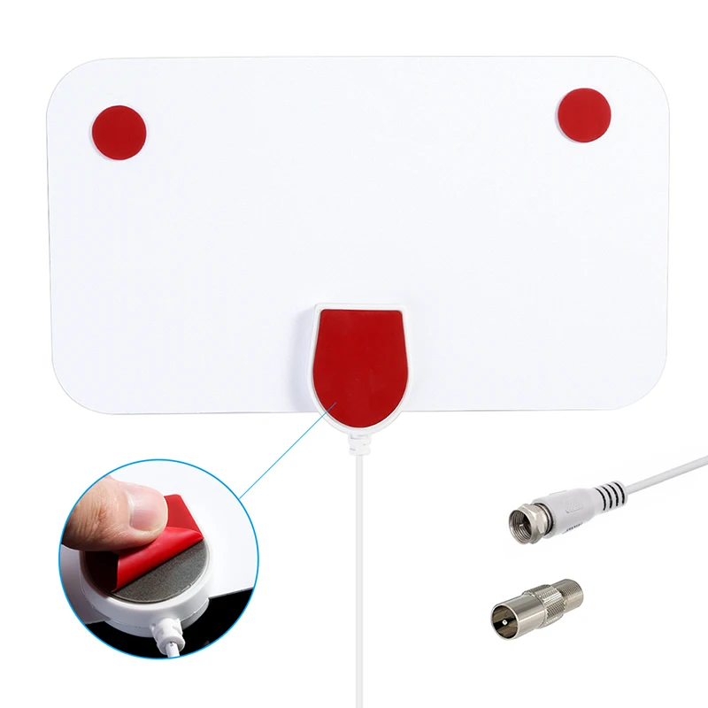 High Gain HD TV DTV Box Digital Antenna EU Plug 50 Miles Booster Active Indoor Aerial Flat Design | Электроника