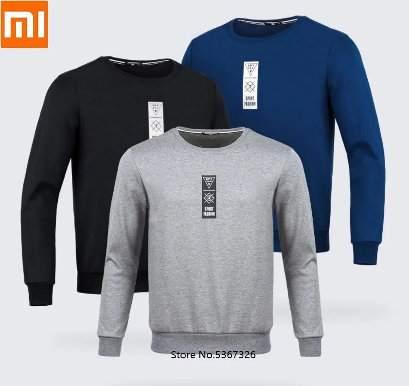 Xiaomi Мужская супермягкая бархатная толстовка с круглым вырезом и принтом теплый