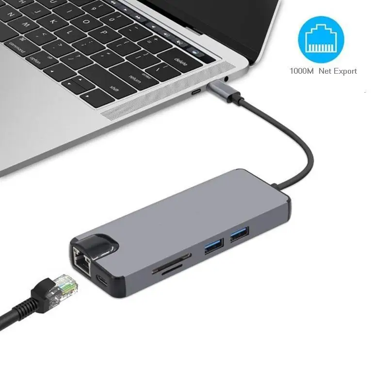 SeenDa Dock 3,0 USB Hub type C к HDMI 4k VGA PD RJ45 Gigabit LAN SD/TF карта HDMI концентратор адаптер станция для Macbook Pro samsung