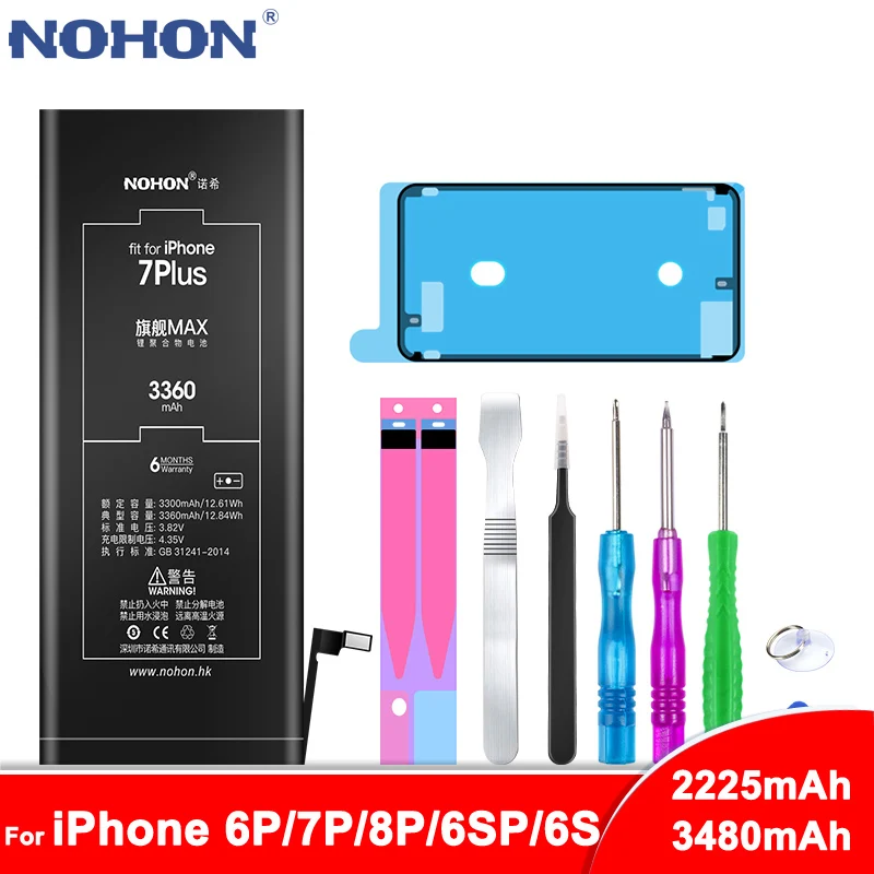 Nohon аккумулятор для Apple iPhone 7 8 6 S 6plus 7plus 8plus 6splus 6plus Bateria Max емкость телефона литий-полимерная запасная батарея