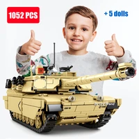 sluban ww2 army tank military mbt 2in1 m1a2 abrams tiger cannon truck chariot sets soldiers building blocks toys for boys gifts