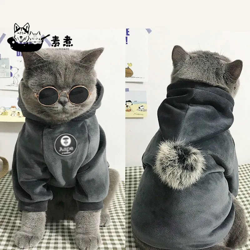

New Pet Clothes Fleece Hooded Hairball Coat Jacket Cartoon Dog Clothes Funny Belly Protection Clothing Dogs Cats Cool Pajamas