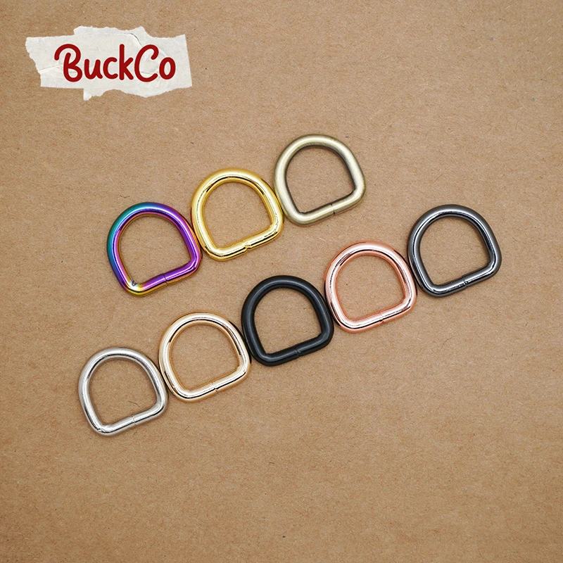 

50 шт./лот 15 мм металлическое никелированное металлическое D-образное кольцо для одежды, багажа, рюкзака, собаки, поводок, собачий ошейник-рем...
