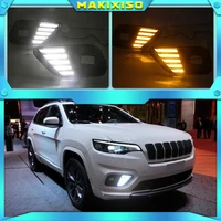 1set led daytime running light for jeep cherokee 2019 2020 car accessories waterproof abs 12v drl fog lamp decoration