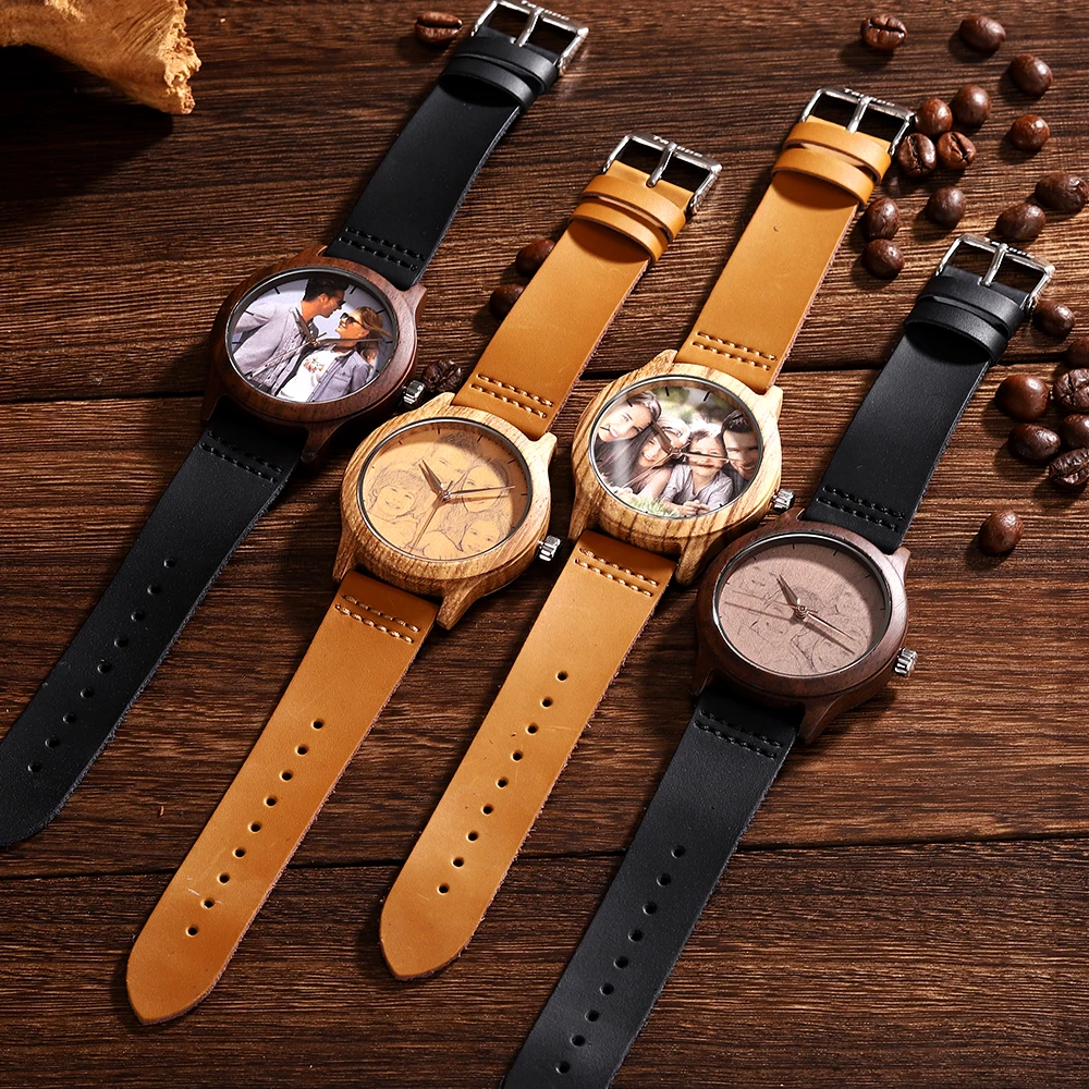 Customized Custom Men Wood Sport Watch Vintage Leather Quartz Clock Wooden Sports Couple Gift Women Watches wooden couple watch quartz leather band handmade walnut wood watches hollow dial valentine s day lover gift reloj para parej