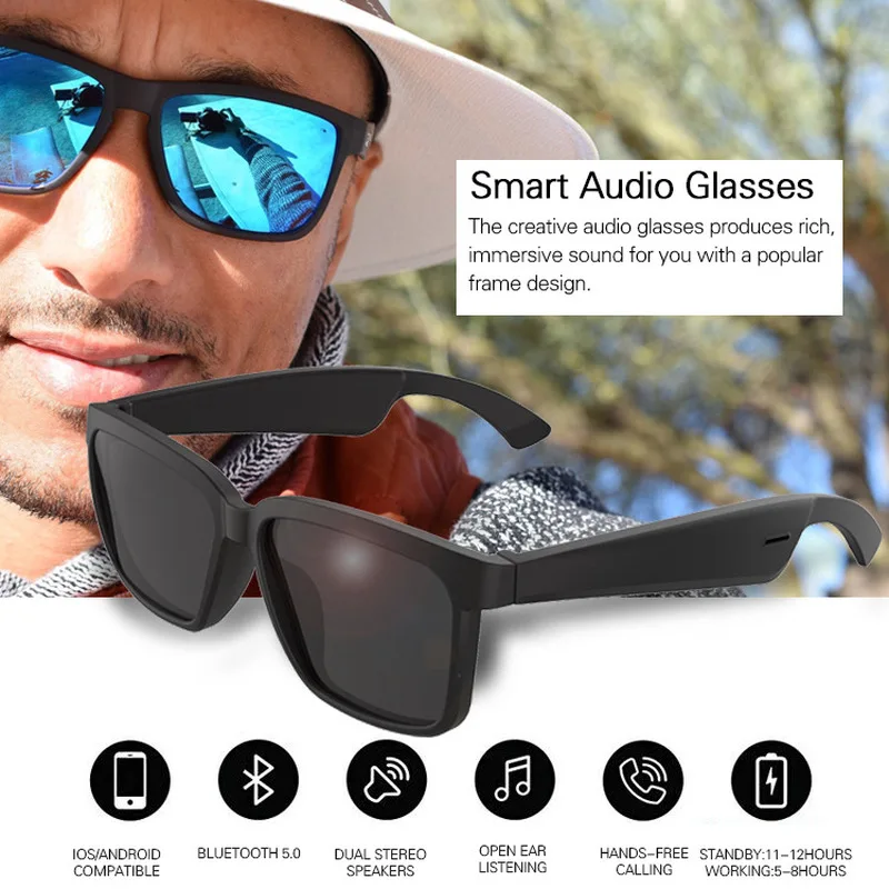 저렴한 KAIXING 블루투스 5.0 편광 스마트 안경, 스포츠 헤드폰 남성용 선글라스 헤드폰 마이크 포함 여성용 운전 태양 안경
