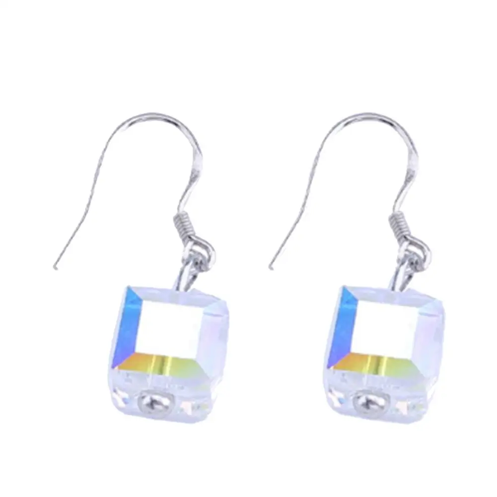 Женская мода геометрический искусственный куб кварц кулон крючок серьги