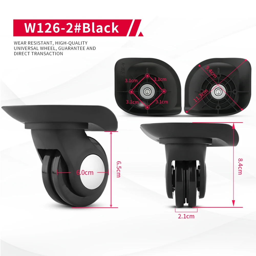 DILONG Hangsheng W126 Travel Luggage Accessories Universal Wheel Case Bag Replacement Parts Flexible Trolley  Double Wheels