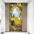 Простая и современная 5d алмазная живопись, животное, павлин, полная Алмазная вышивка крестиком, светлая Роскошная Алмазная вышивка, Золотой павлин