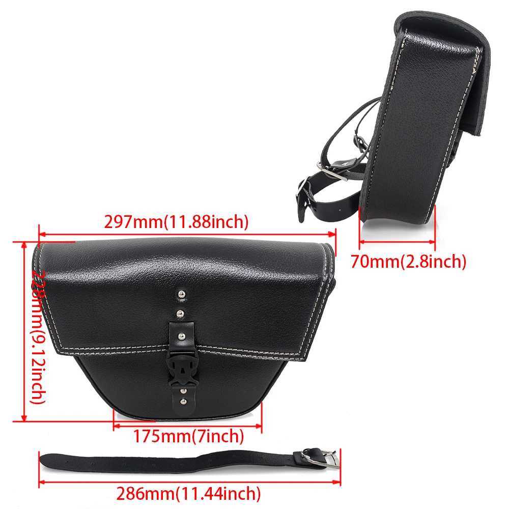 Мотоциклетная черная сумка-седло из искусственной кожи с боковым зажимом