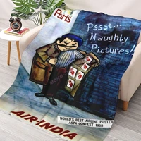 air india vintage air travel advertising print throw blanket sherpa blanket cover bedding soft blankets